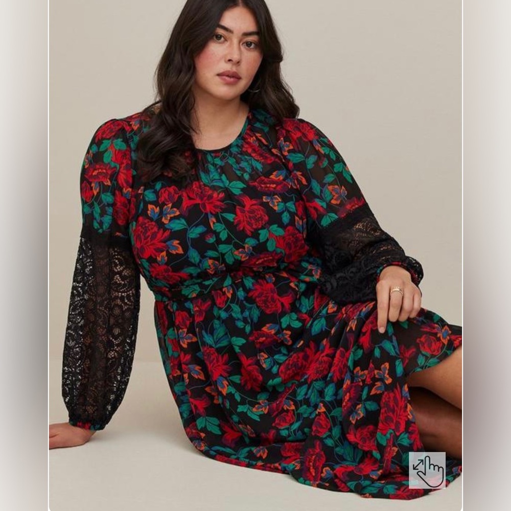 Torrid Chiffon Floral Maxi Peasant Dress